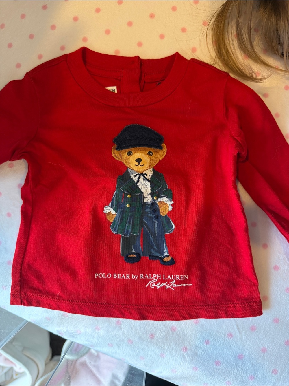 Ralph Lauren baby Red Polo Bear Long Sleeve Tee